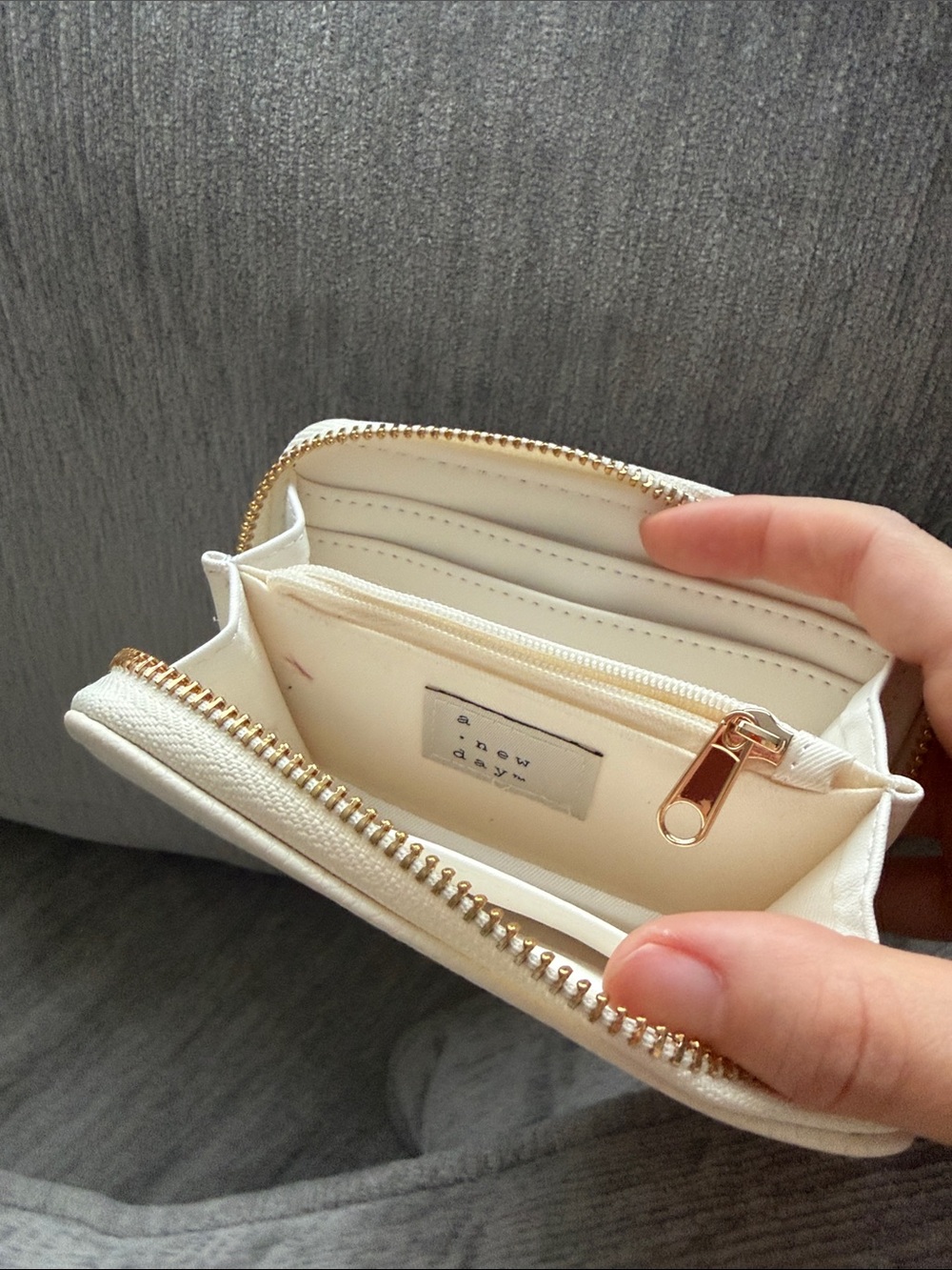 a new day Cream Zip-Around Card Wallet with Gold Hardware